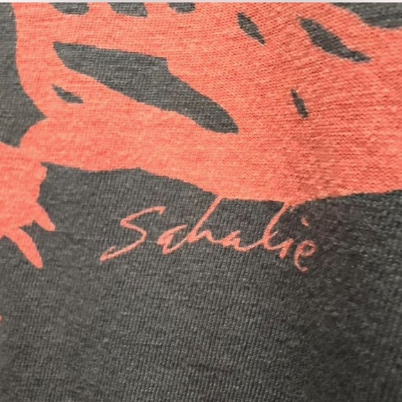 Sahalie Charcoal Tee with Coral Floral Design - Picture 5 of 5